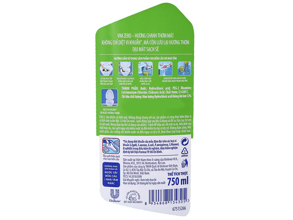Nước tẩy bồn cầu VIM Zero hương chanh 750ml - Ảnh 4